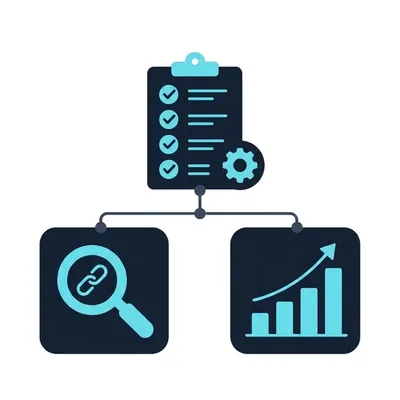 Illustration of a magnifying glass over a rising bar chart