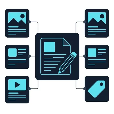 Illustration of a pillar page linked to satellite content pages